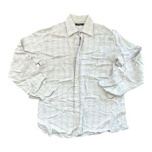 Ermenegildo Zegna Gray Plaid Cotton Cashmere Blend Button Up L